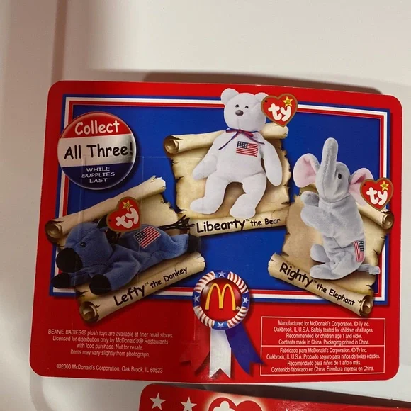 American trio McDonalds beanies.Lefty Righty Libearty. - Picture 3 of 7